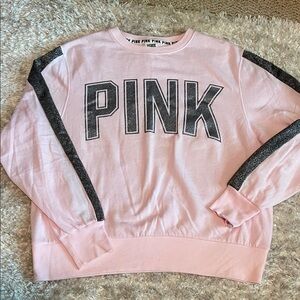Victoria's Secret PINK Light Pink Crewneck with Black Logo Trim